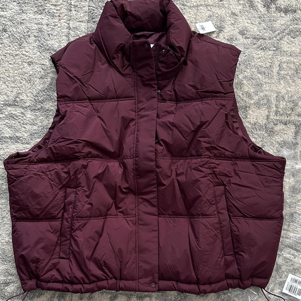 Old Navy Burgundy Quilted Puffer Vest